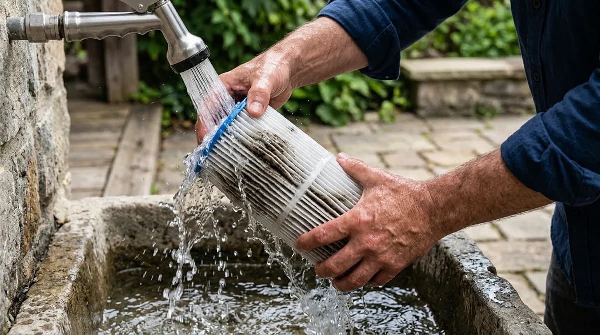 Čtyři osoby ve vířivce na zahradě